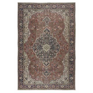 Vintage Turkish Wool Area Rug. One of a kind Handmade Carpet