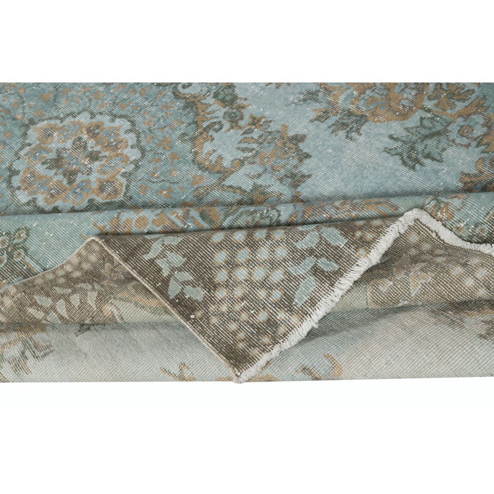 Hand Knotted Light Blue Color Area Rug, Modern Medallion Design Turkish Carpet