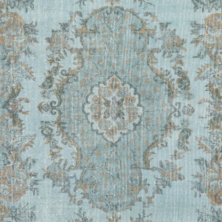 Hand Knotted Light Blue Color Area Rug, Modern Medallion Design Turkish Carpet