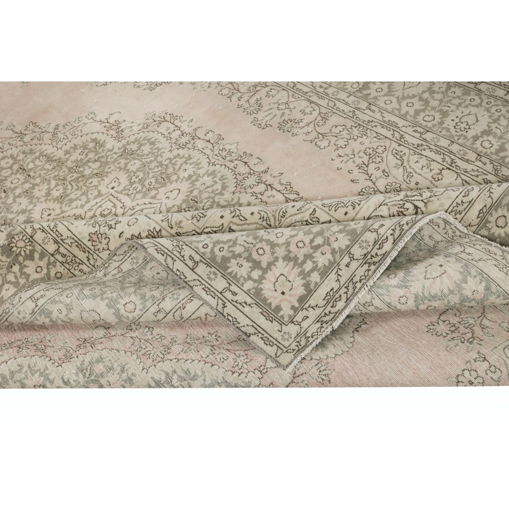 One-of-a-pair Vintage Area Rug with Medallion Design. Handmade Turkish Carpet