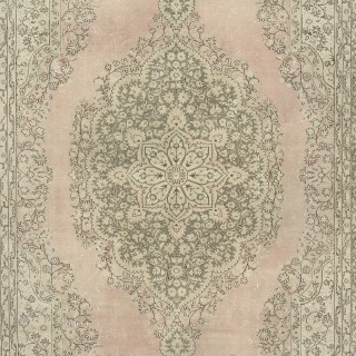 One-of-a-pair Vintage Area Rug with Medallion Design. Handmade Turkish Carpet