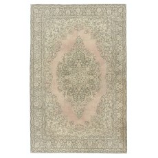One-of-a-pair Vintage Area Rug with Medallion Design. Handmade Turkish Carpet