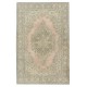 One-of-a-pair Vintage Area Rug with Medallion Design. Handmade Turkish Carpet