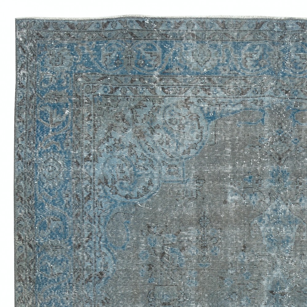 Contemporary Wool Area Rug in Blue Color. Hand-Knotted in Turkey