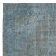 Contemporary Wool Area Rug in Blue Color. Hand-Knotted in Turkey