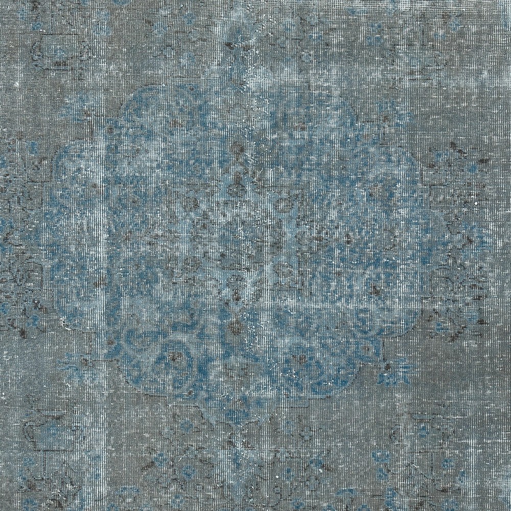 Contemporary Wool Area Rug in Blue Color. Hand-Knotted in Turkey