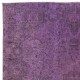 Modern Turkish Floor Rug in Purple Color, Handmade Carpet for Kitchen and Living Room