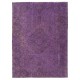 Modern Turkish Floor Rug in Purple Color, Handmade Carpet for Kitchen and Living Room