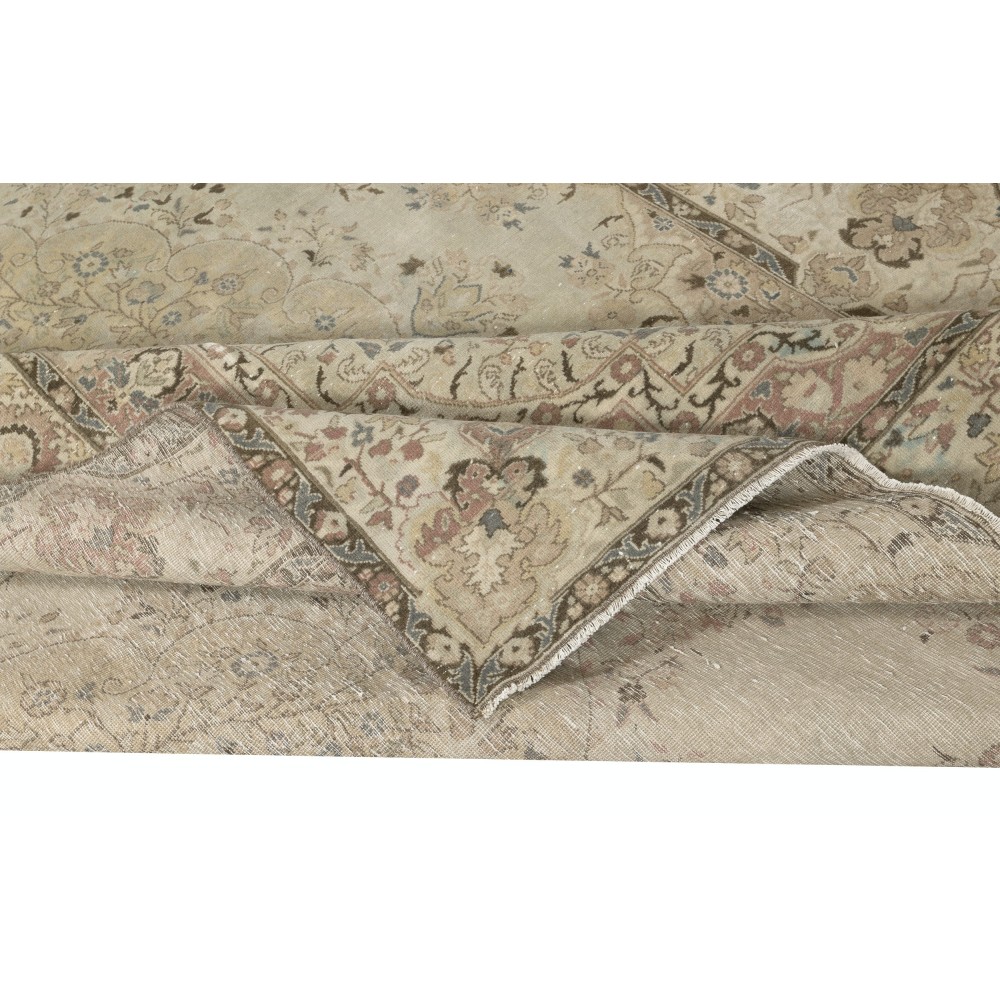 One of a kind Vintage Rustic Turkish Area Rug. Handmade Sun Faded Carpet for Country & Farmhouse Decor