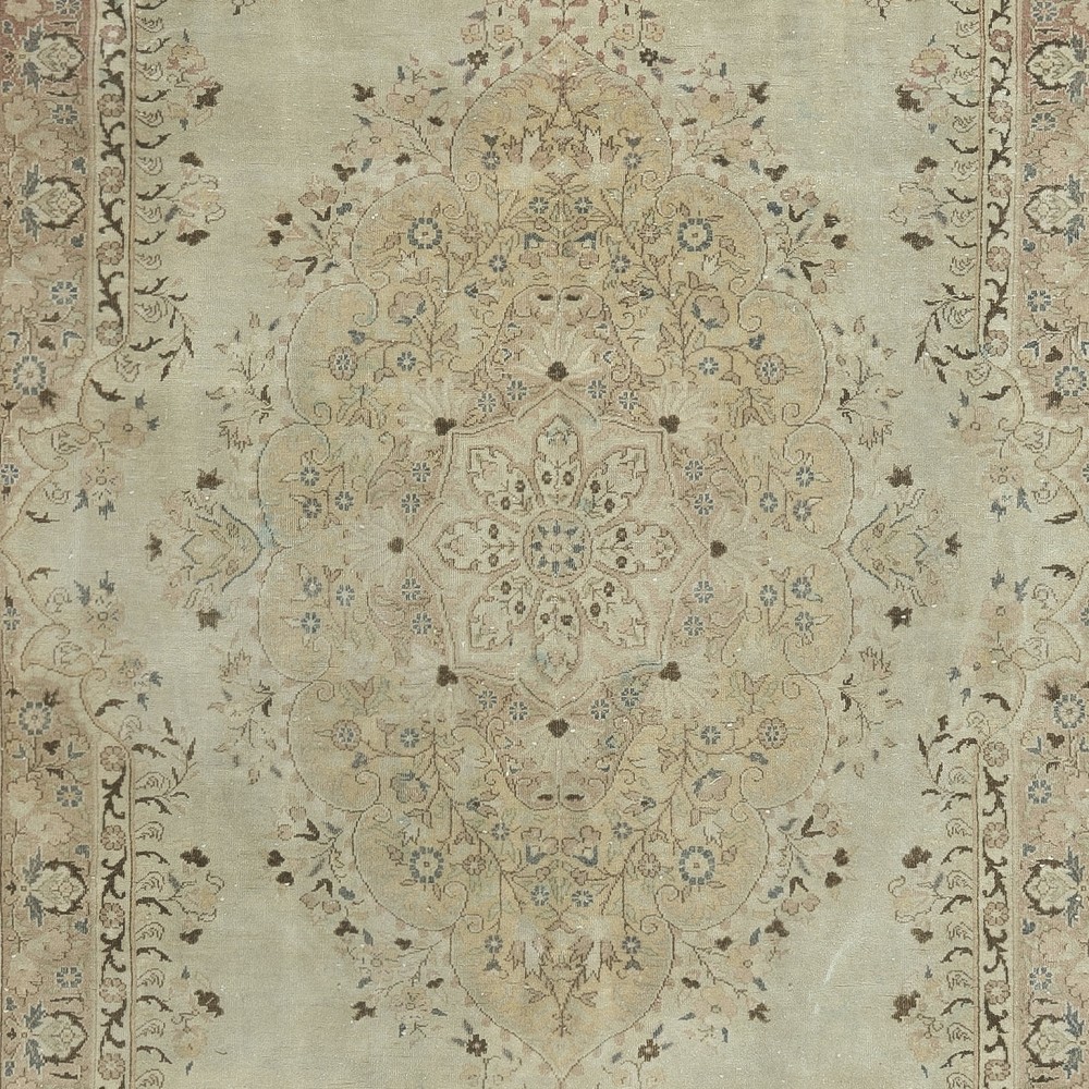 One of a kind Vintage Rustic Turkish Area Rug. Handmade Sun Faded Carpet for Country & Farmhouse Decor