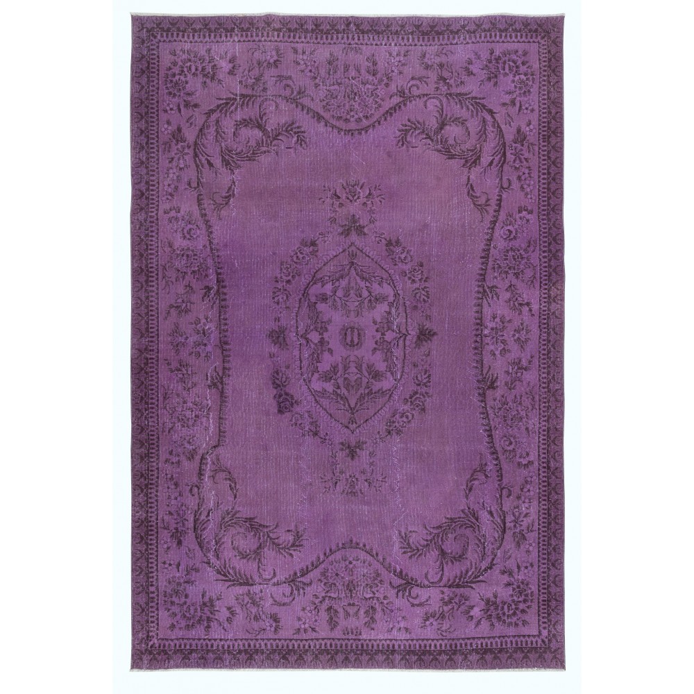 Modern Purple Color Area Rug, Handmade Turkish Carpet, Bohemian Home Decor