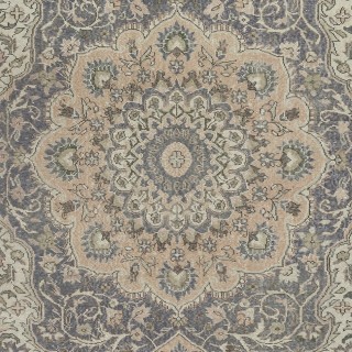 Vintage Handmade Turkish Wool Area Rug in Soft, Muted Colors
