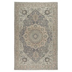 Vintage Handmade Turkish Wool Area Rug in Soft, Muted Colors
