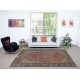 One of a kind Handmade Turkish Area Rug, Red Vintage Carpet with Medallion Design