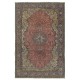 One of a kind Handmade Turkish Area Rug, Red Vintage Carpet with Medallion Design