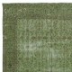 Contemporary Handmade Floral Patterned Turkish Large Area Rug in Green Color