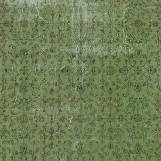 Contemporary Handmade Floral Patterned Turkish Large Area Rug in Green Color