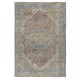 Vintage Handmade Wool Area Rug. One of a kind Medallion Design Turkish Carpet