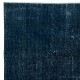 Overdyed Wool Navy Blue Area Rug, Handmade in Turkey, Modern Large Carpet