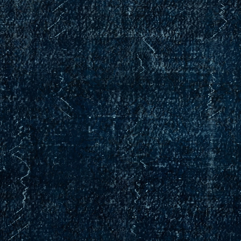 Overdyed Wool Navy Blue Area Rug, Handmade in Turkey, Modern Large Carpet