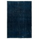 Overdyed Wool Navy Blue Area Rug, Handmade in Turkey, Modern Large Carpet