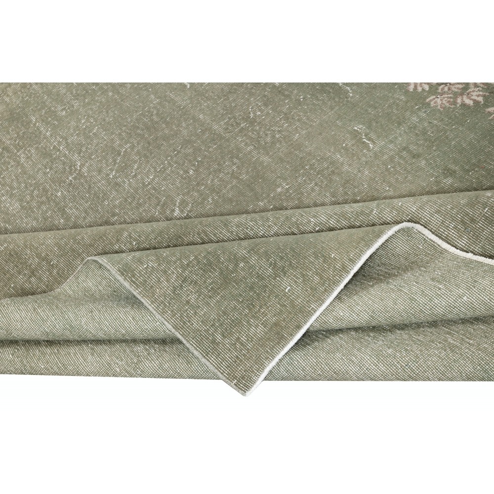 Chinese Art Deco Inspired Vintage Handmade Area Rug in Green Color