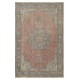 Vintage Handmade Wool Area Rug. One of a kind Turkish Carpet with Medallion Design