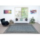 Contemporary Handmade Blue Color Turkish Wool Area Rug with Floral Design