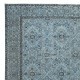 Contemporary Handmade Blue Color Turkish Wool Area Rug with Floral Design