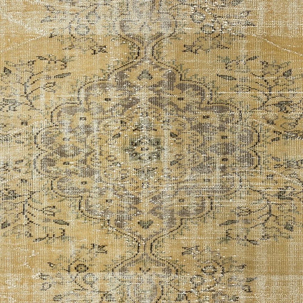 Vintage Turkish Area Rug for Living Room. Handmade Sun Faded Carpet for Farmhouse Decor