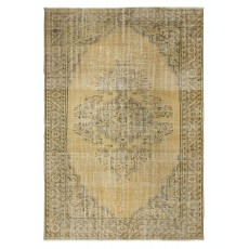 Vintage Turkish Area Rug for Living Room. Handmade Sun Faded Carpet for Farmhouse Decor