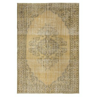 Vintage Turkish Area Rug for Living Room. Handmade Sun Faded Carpet for Farmhouse Decor