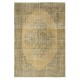 Vintage Turkish Area Rug for Living Room. Handmade Sun Faded Carpet for Farmhouse Decor