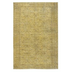 Vintage Handmade Floral Patterned Turkish Area Rug dyed in Yellow 4 Modern Interiors