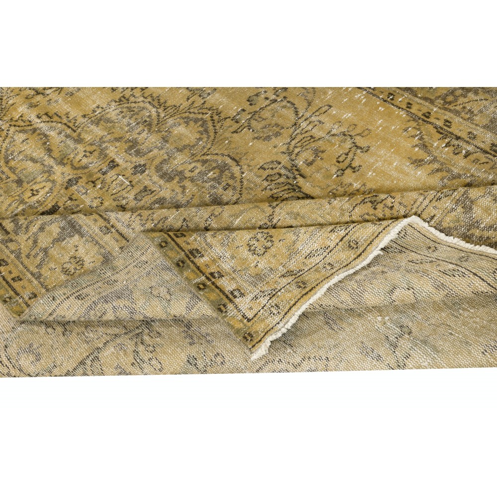 Vintage Handmade Area Rug for Living Room. Sun Faded Turkish Carpet for Rustic & Farmhouse Decor