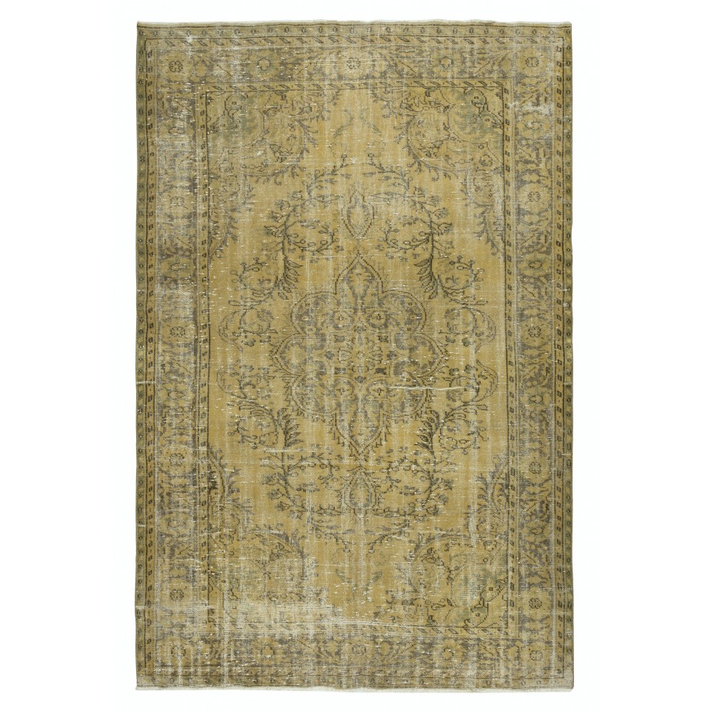 Vintage Handmade Area Rug for Living Room. Sun Faded Turkish Carpet for Rustic & Farmhouse Decor