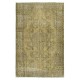 Vintage Handmade Area Rug for Living Room. Sun Faded Turkish Carpet for Rustic & Farmhouse Decor