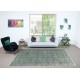 Overdyed Wool Light Blue Area Rug. Modern Floral Design Large Carpet