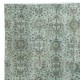Overdyed Wool Light Blue Area Rug. Modern Floral Design Large Carpet