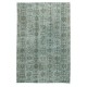 Overdyed Wool Light Blue Area Rug. Modern Floral Design Large Carpet