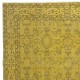 Handmade Turkish Floral Patterned Area Rug in Yellow Color