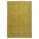 Handmade Turkish Floral Patterned Area Rug in Yellow Color