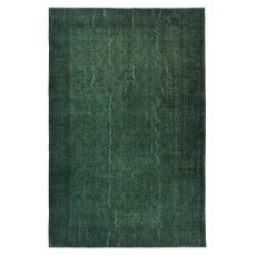 Dark Green Color Wool Area Rug for Modern Interiors, Handmade in Turkey