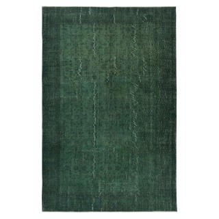 Dark Green Color Wool Area Rug for Modern Interiors, Handmade in Turkey