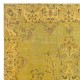 Contemporary Living Room Rug in Yellow, Hand Knotted Turkish Area Rug with Medallion Design