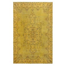 Contemporary Living Room Rug in Yellow, Hand Knotted Turkish Area Rug with Medallion Design