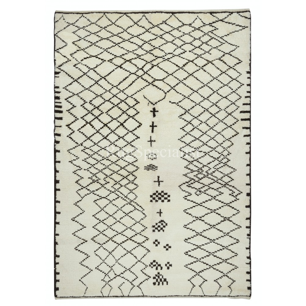 Modern Moroccan Tulu Rug, 100% Natural Wool, Beni Ourain Carpet