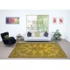 Vintage Turkish Area Rug redyed in Yellow Color for modern interiors