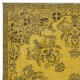 Vintage Turkish Area Rug redyed in Yellow Color for modern interiors