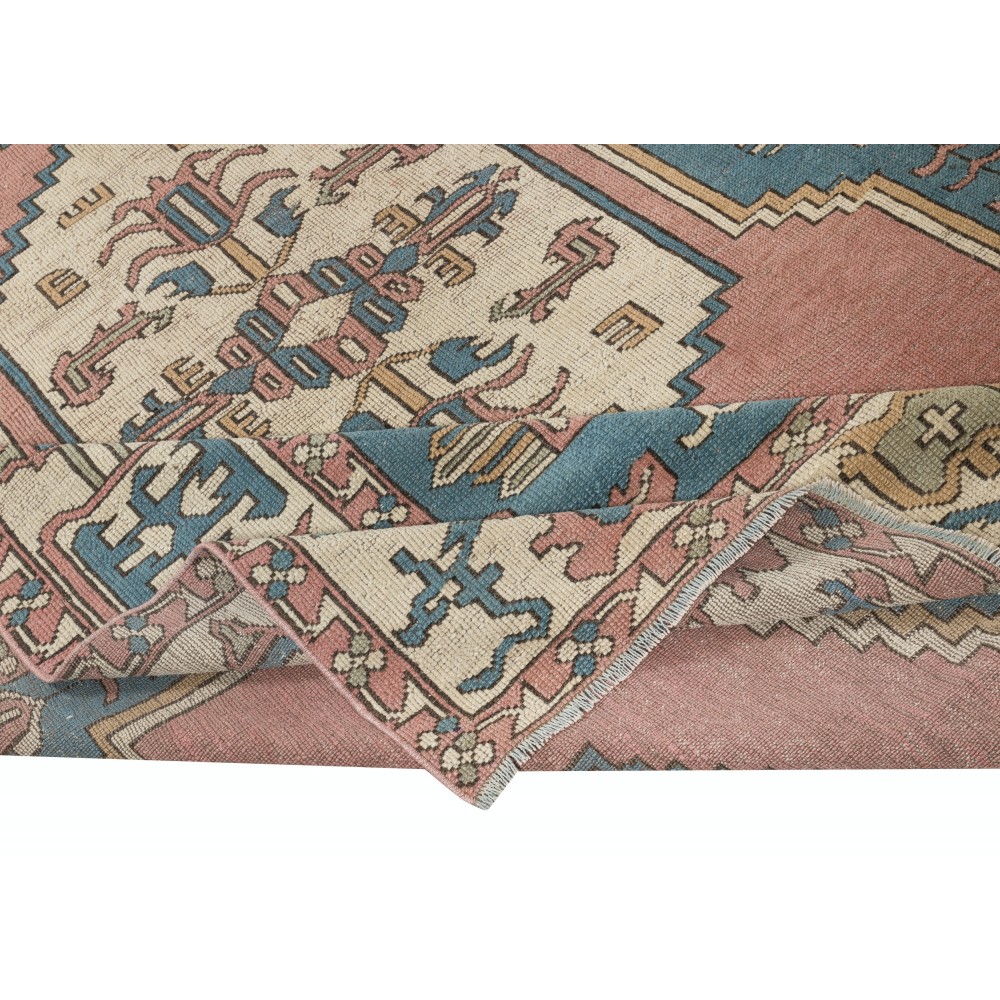 Vintage Hand Knotted Turkish Area Rug, 100% Wool